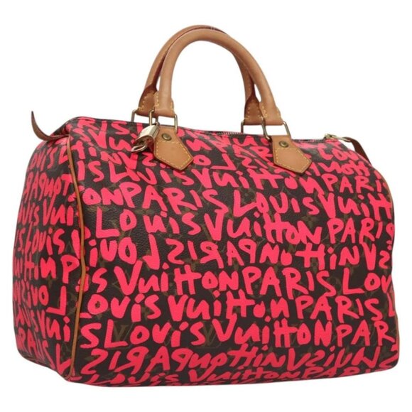 LOUIS VUITTON Monogram Graffiti Speedy 30 Hand Bag Pink M93704 LV Auth 115047AV - Picture 1 of 16